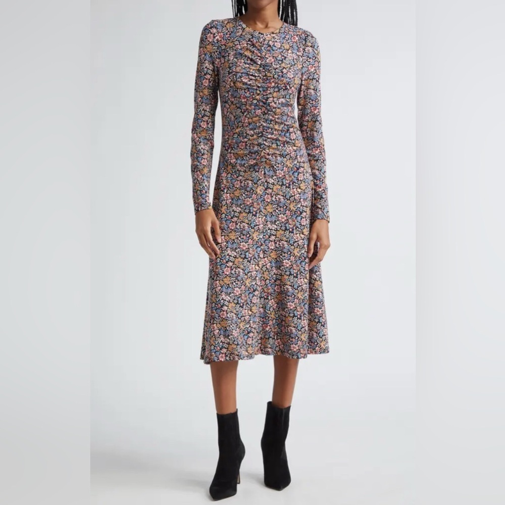 Veronica Beard Size XL Black Multicolor Floral Long Sleeve Dress